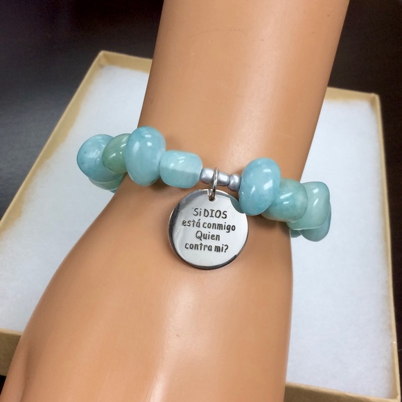 Inspirational Bracelet with Jade Natural Stones - Spiritual Message Bracelet - Picture 6 of 6